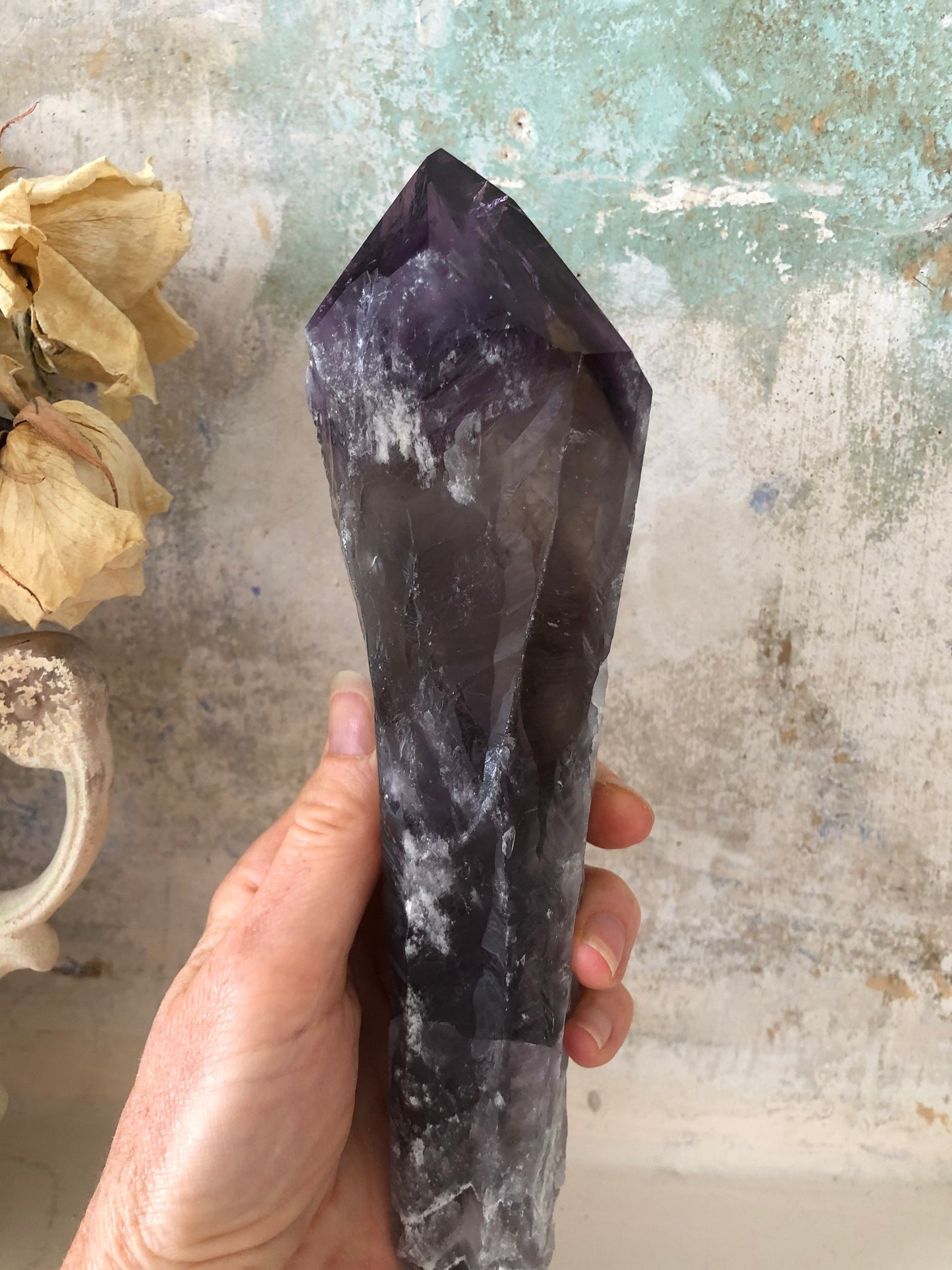 Large Amethyst dog tooth flame/point.