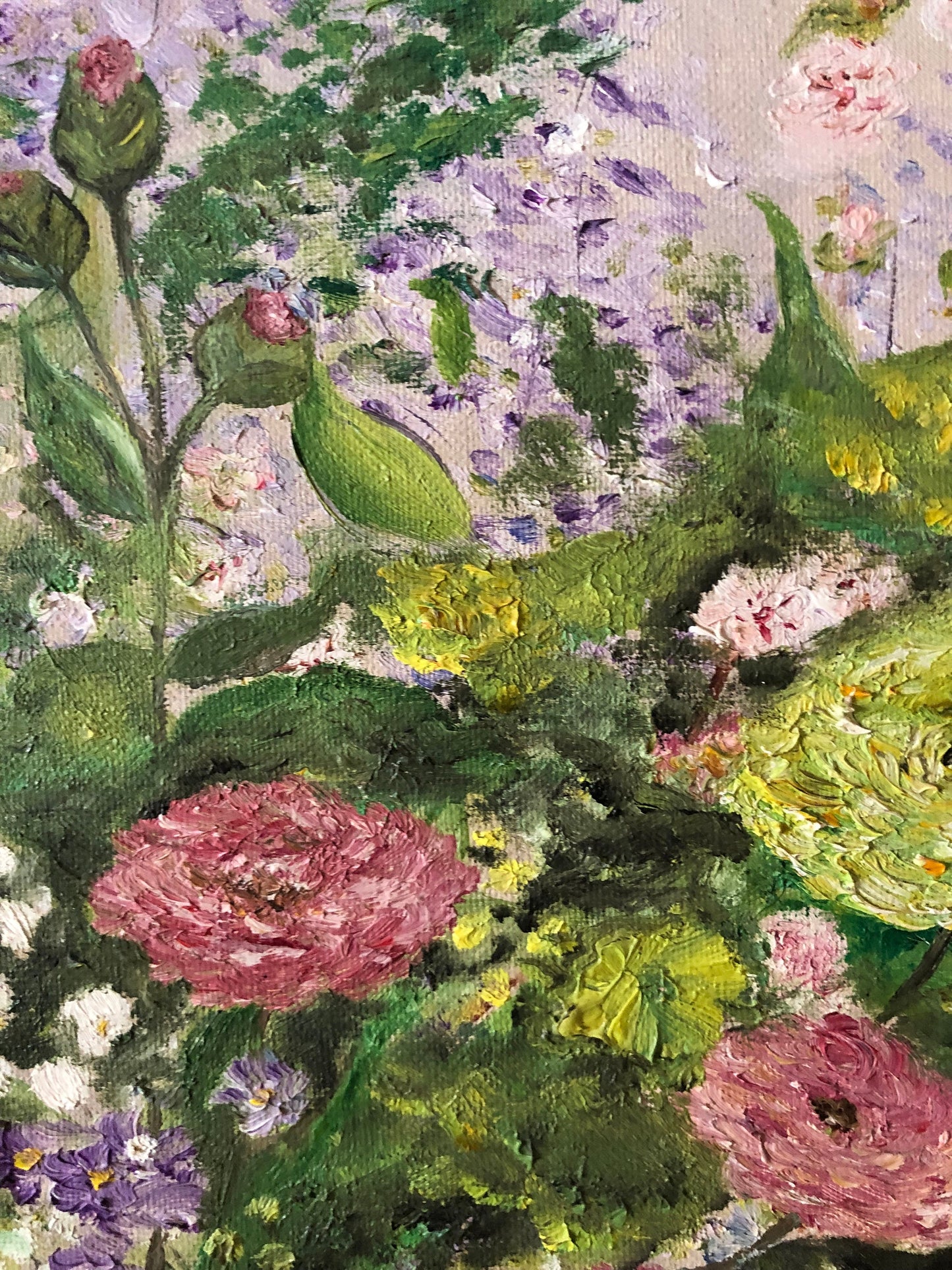 Vintage floral art canvas still life bouquet of flowers unframed.