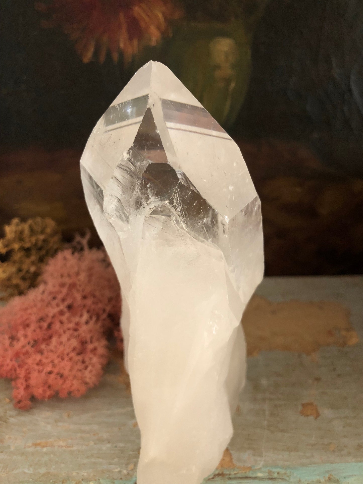 Brazilian quartz point with beautiful clarity and growth lines.