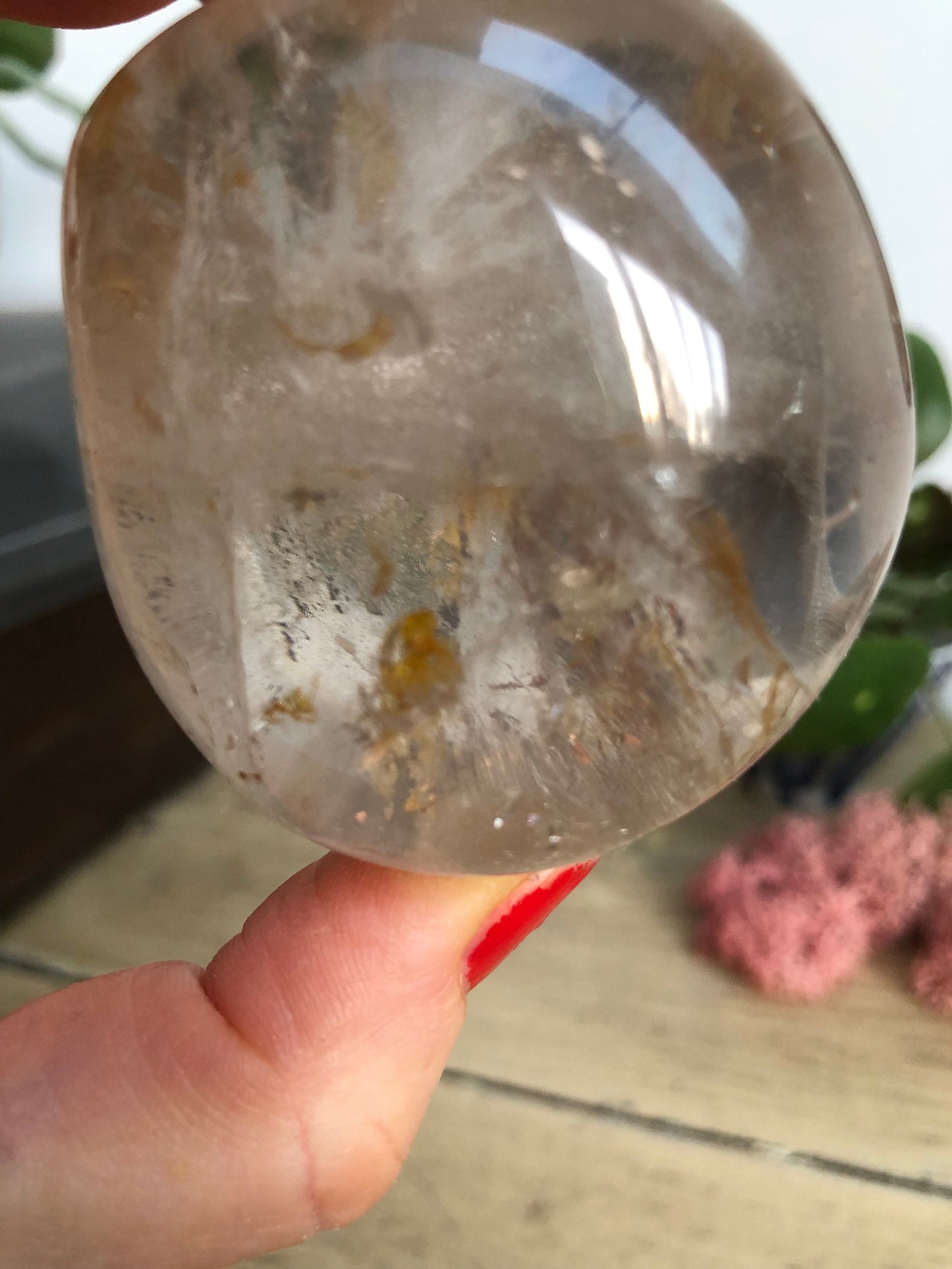Smokey Quartz with yellow Haematite Large pebble