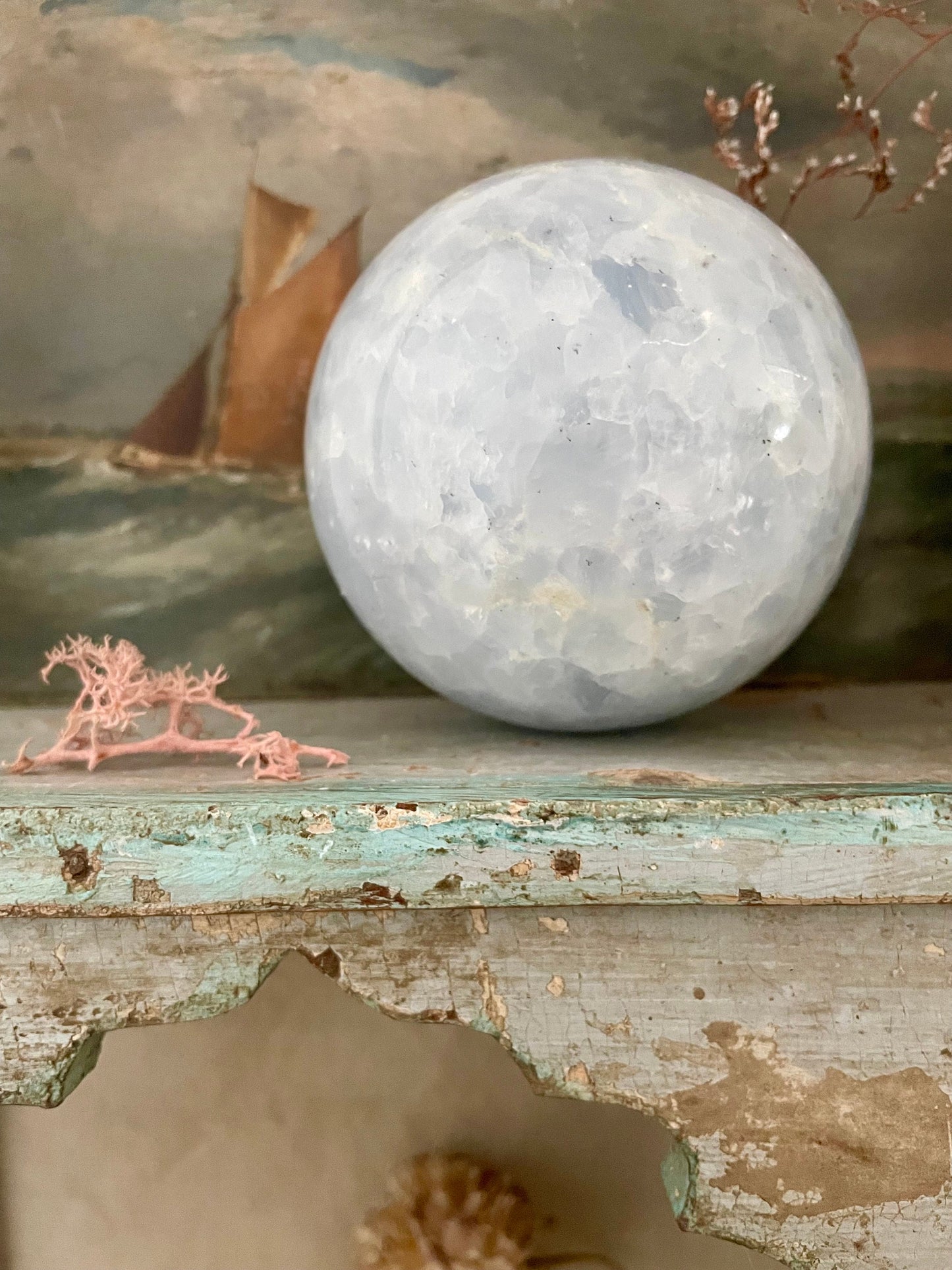 Blue Calcite Sphere Ball Globe