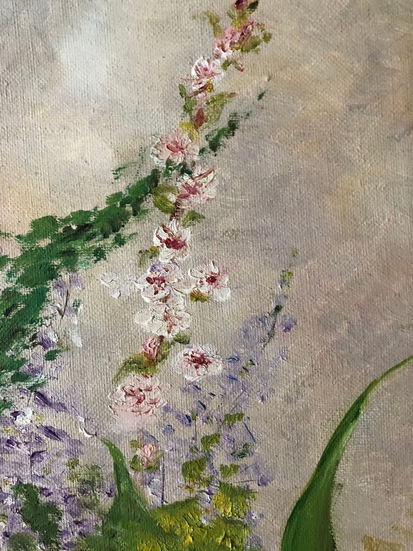 Vintage floral art canvas still life bouquet of flowers unframed.