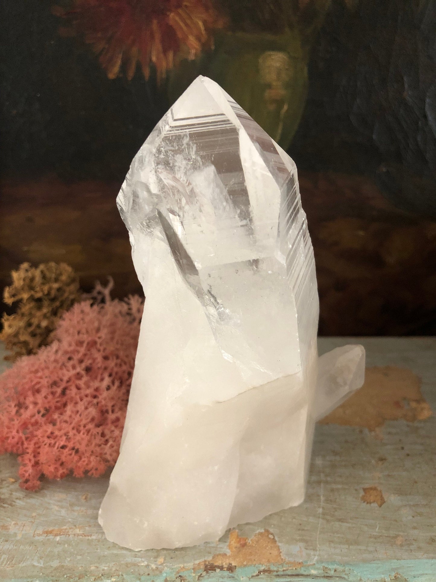 Brazilian quartz point with beautiful clarity and growth lines.