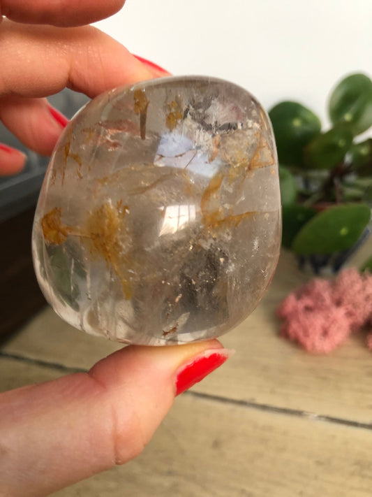 Smokey Quartz with yellow Haematite Large pebble