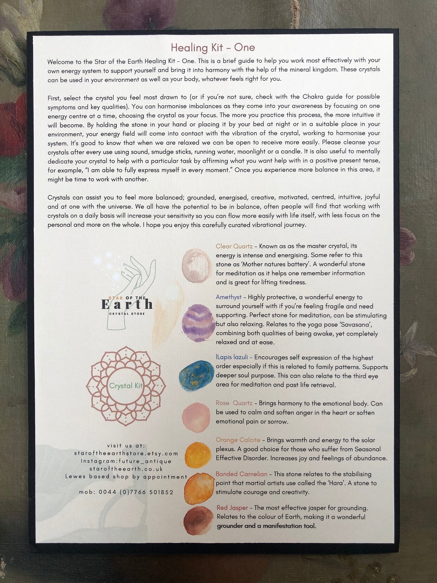 Crystal meditation Kit 1 Chakra healing personal development