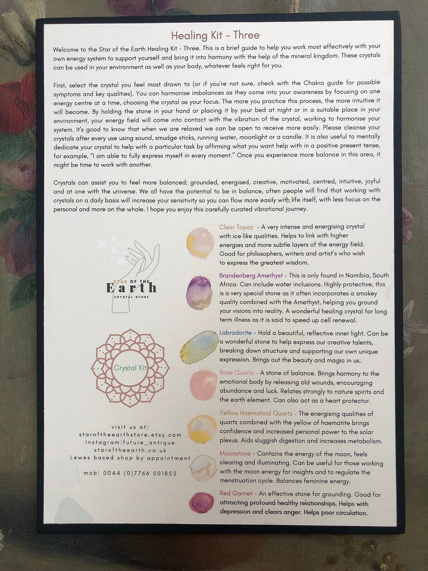 Crystal meditation Kit 3 Chakra healing personal development